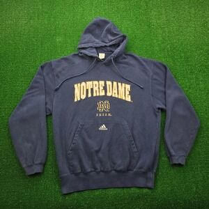 Notre Dame Fighting Irish Hoodie Mens Large Blue Adidas Pullover Sweater Casual